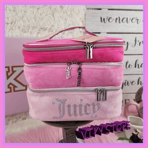 💕 NWT Juicy Couture Pink Velvet Tiered Train Case w/ Rhinestones #7200 💕